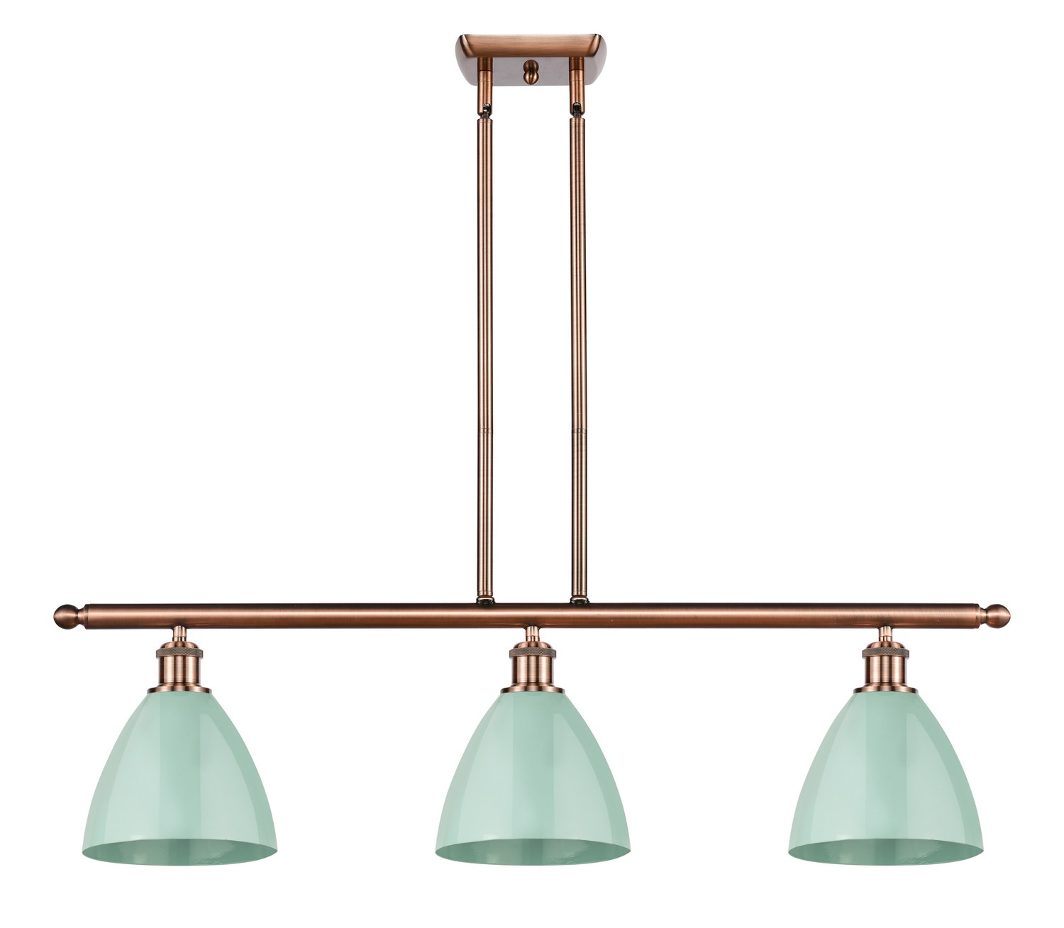 Three Light Island Pendant by Innovations - Ballston Collection, Antique Copper Finish - 516-3I-AC-MBD-75-SF