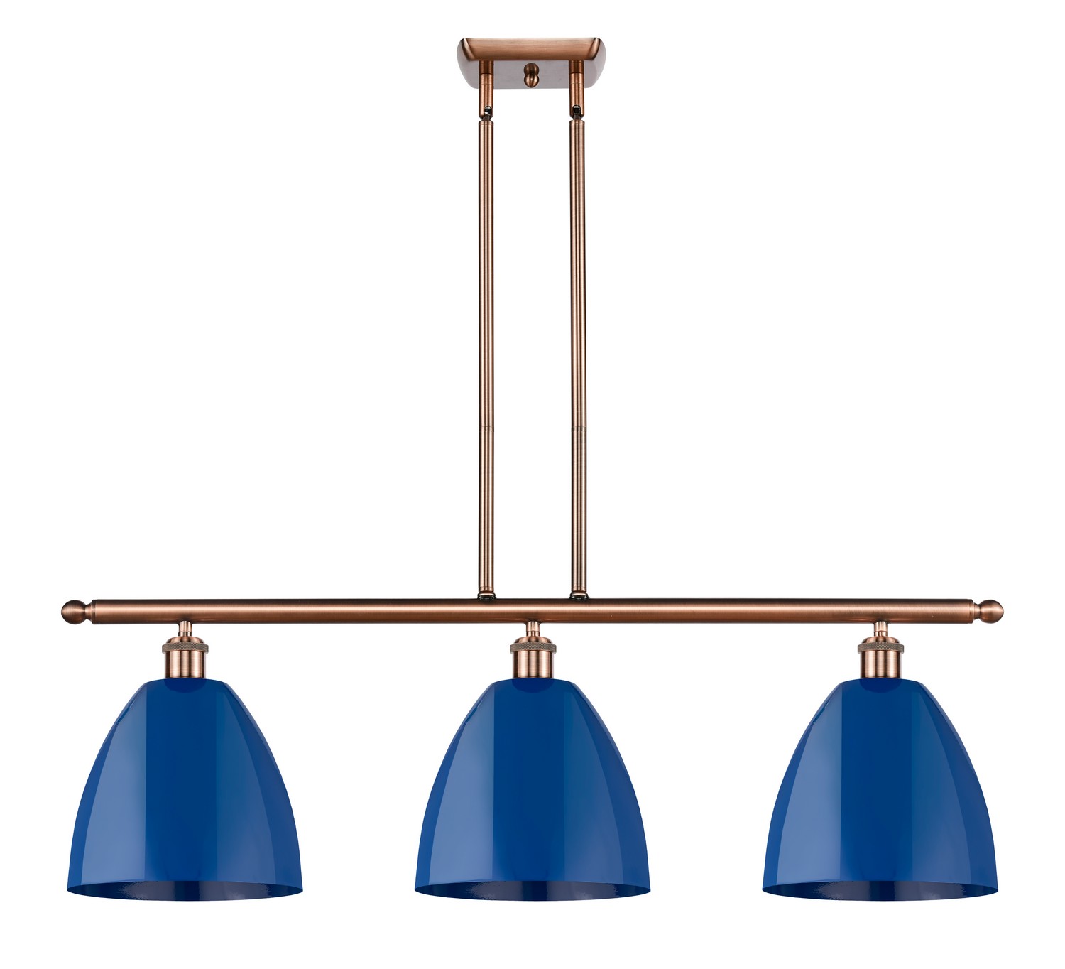 Three Light Island Pendant by Innovations - Ballston Collection, Antique Copper Finish - 516-3I-AC-MBD-9-BL