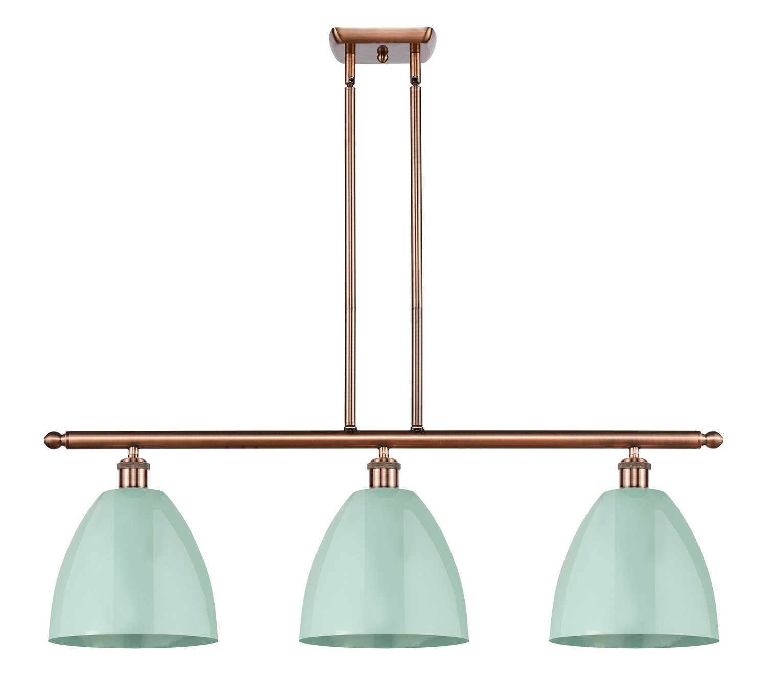 Three Light Island Pendant by Innovations - Ballston Collection, Antique Copper Finish - 516-3I-AC-MBD-9-SF
