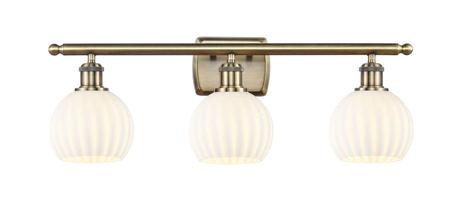 Three Light Bath Vanity by Innovations - Ballston Collection, Antique Brass Finish - 516-3W-AB-G1217-6WV