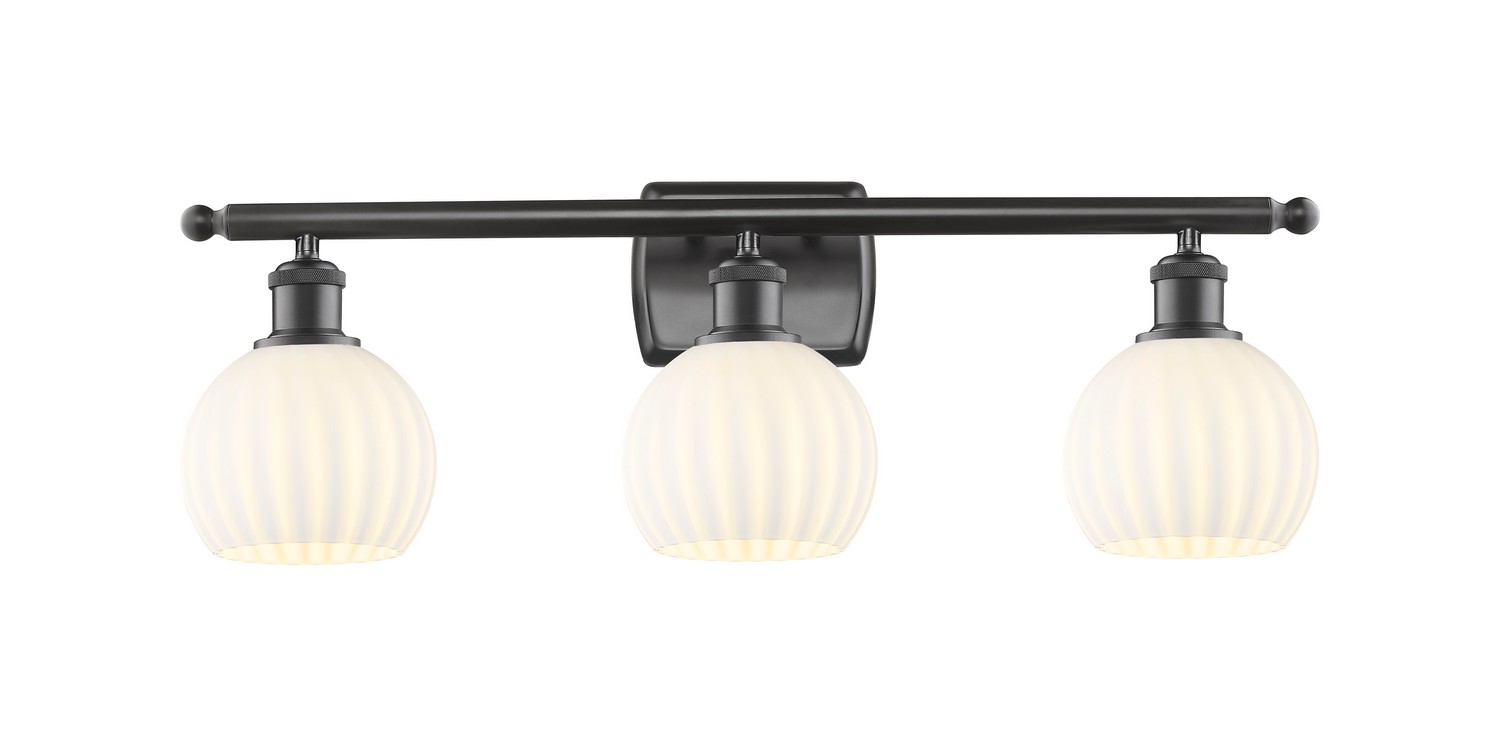 Three Light Bath Vanity by Innovations - Ballston Collection, Oil Rubbed Bronze Finish - 516-3W-OB-G1217-6WV