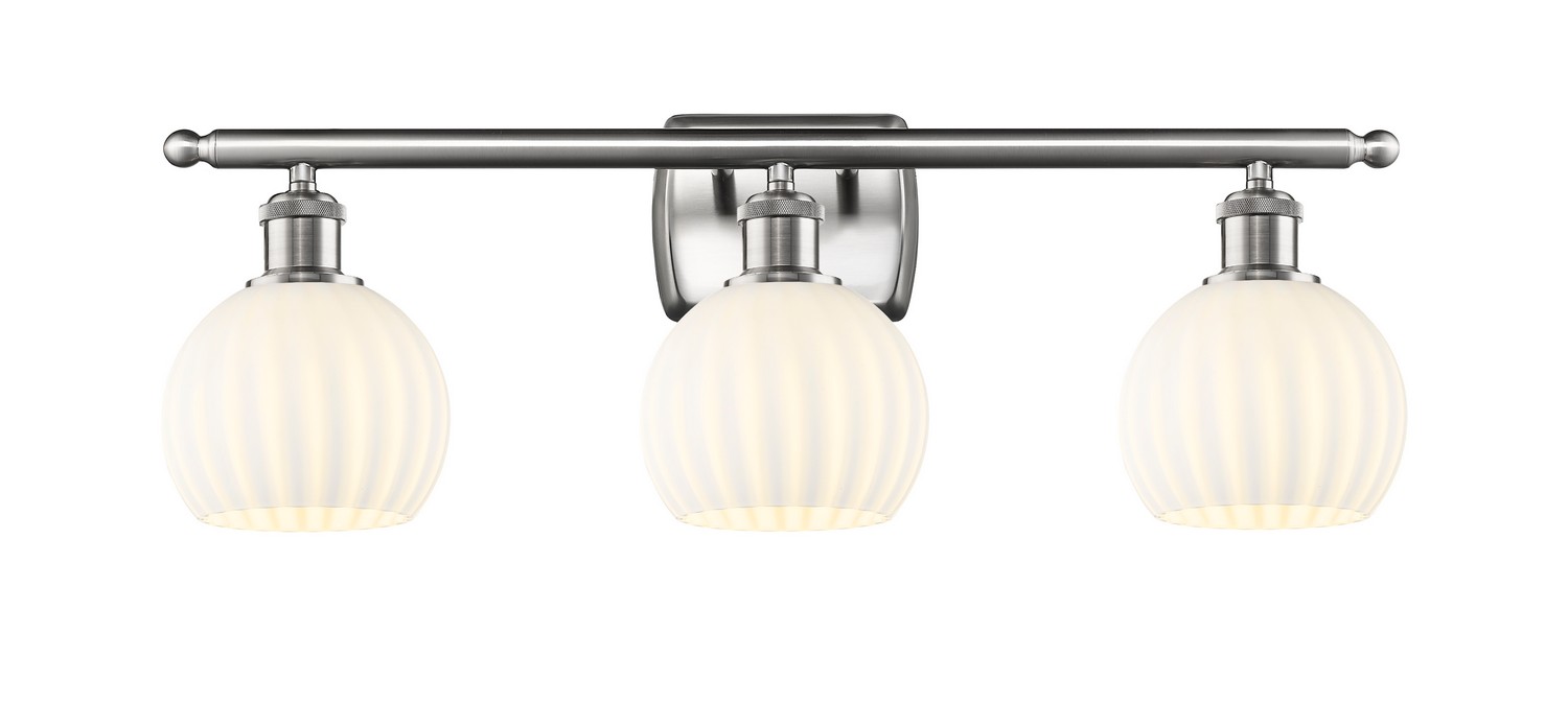 Three Light Bath Vanity by Innovations - Ballston Collection, Brushed Satin Nickel Finish - 516-3W-SN-G1217-6WV
