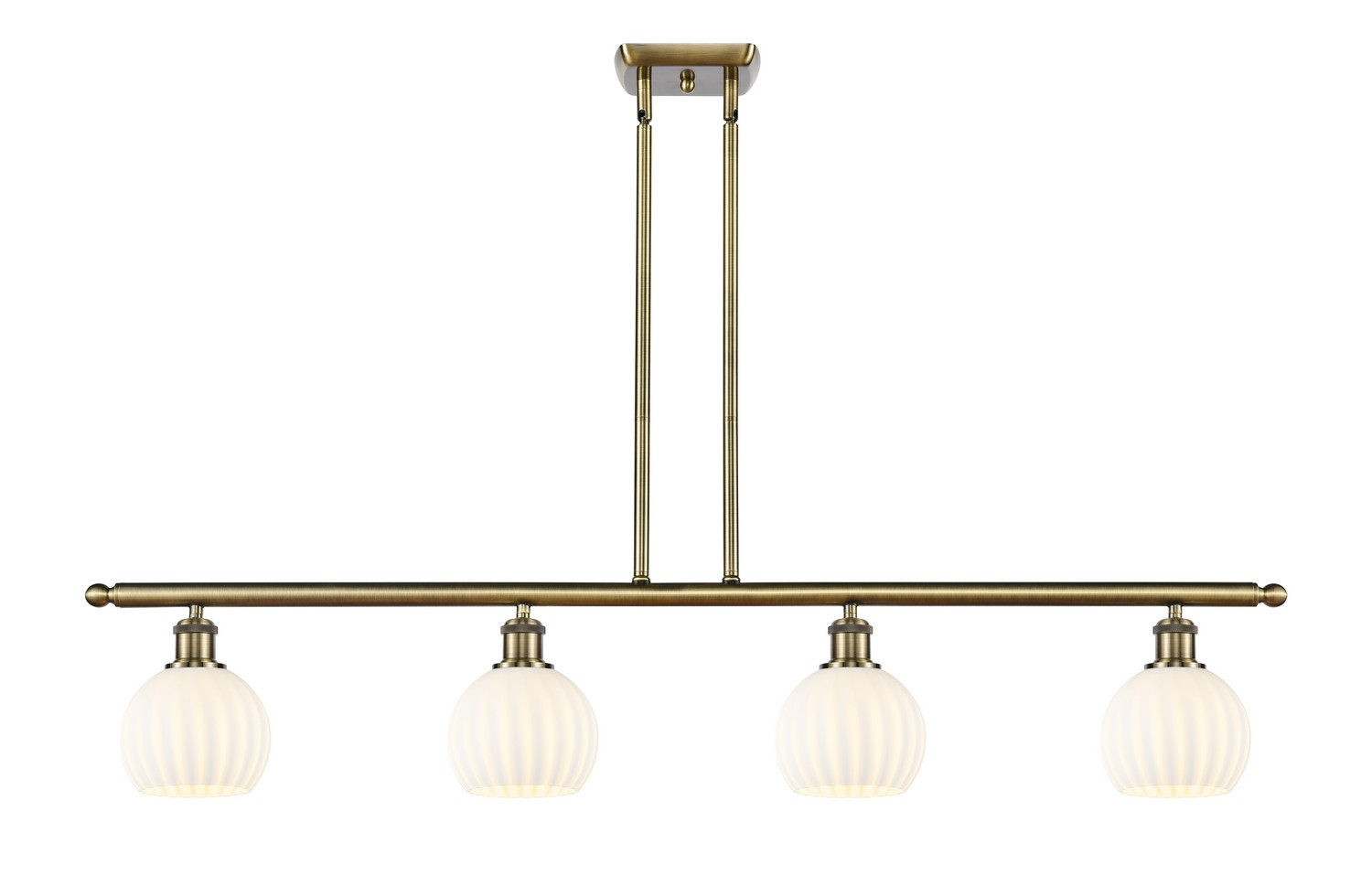 Four Light Island Pendant by Innovations - Ballston Collection, Antique Brass Finish - 516-4I-AB-G1217-6WV