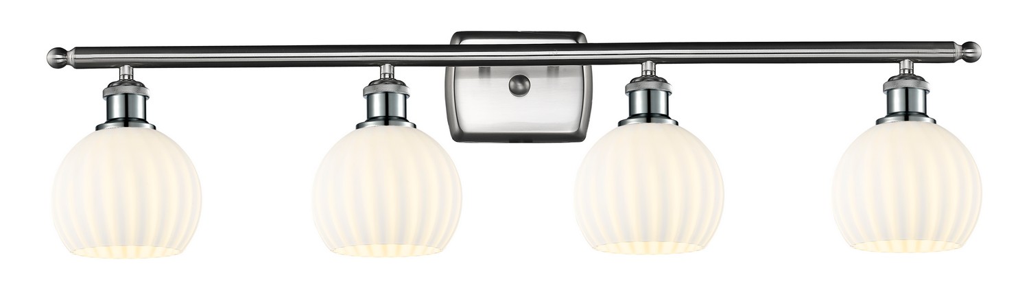 Four Light Bath Vanity by Innovations - Ballston Collection, Brushed Satin Nickel Finish - 516-4W-SN-G1217-6WV