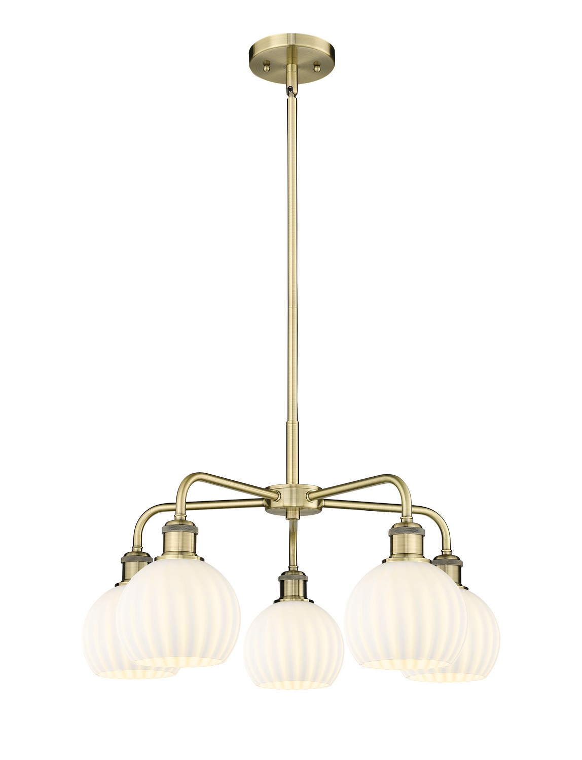 Five Light Chandelier by Innovations - Ballston Collection, Antique Brass Finish - 516-5CR-AB-G1217-6WV