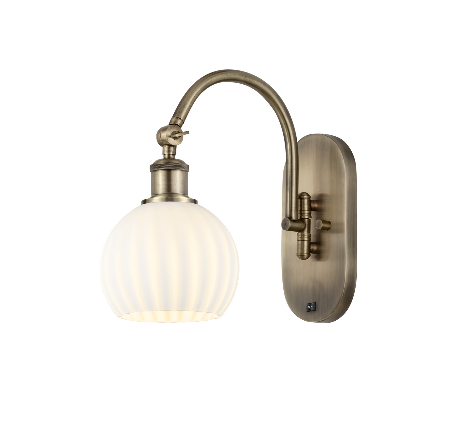 One Light Swing Arm by Innovations - Ballston Collection, Antique Brass Finish - 518-1W-AB-G1217-6WV