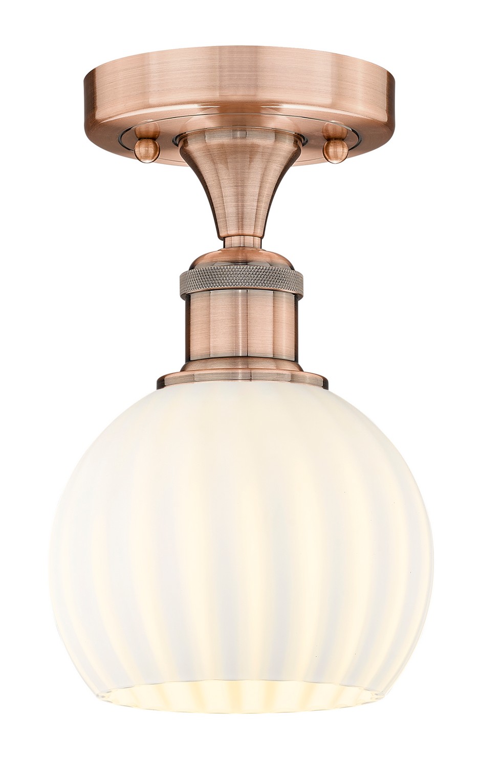 One Light Semi-Flush Mount by Innovations - Edison Collection, Antique Copper Finish - 616-1F-AC-G1217-6WV