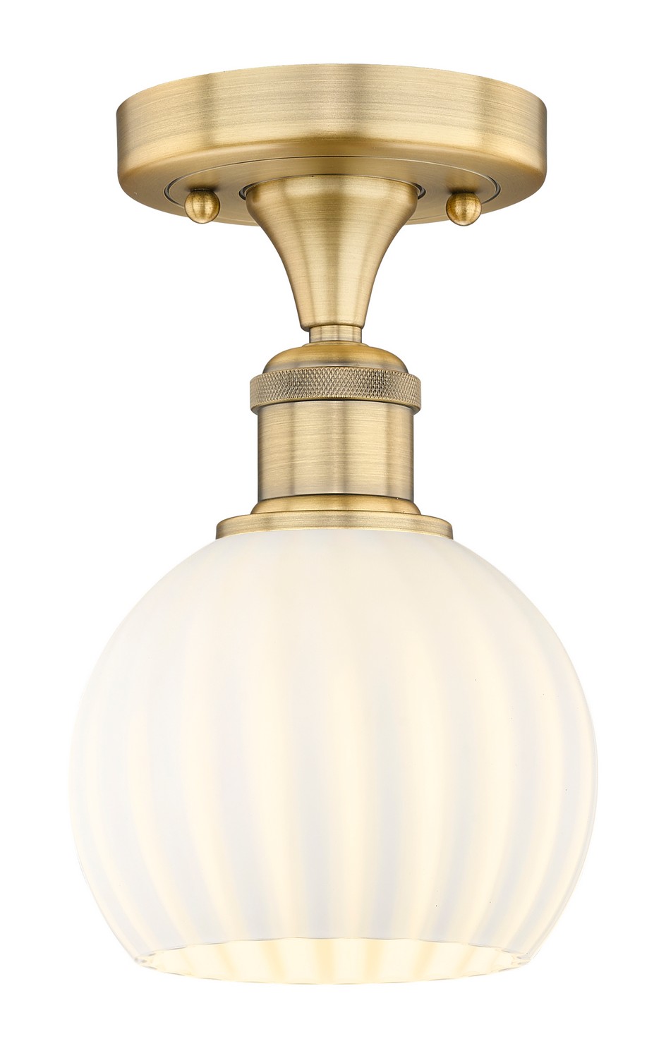 One Light Semi-Flush Mount by Innovations - Edison Collection, Brushed Brass Finish - 616-1F-BB-G1217-6WV