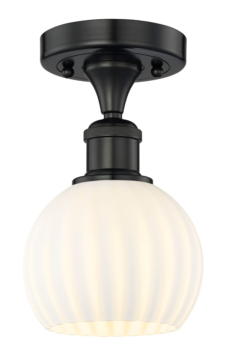One Light Semi-Flush Mount by Innovations - Edison Collection, Matte Black Finish - 616-1F-BK-G1217-6WV