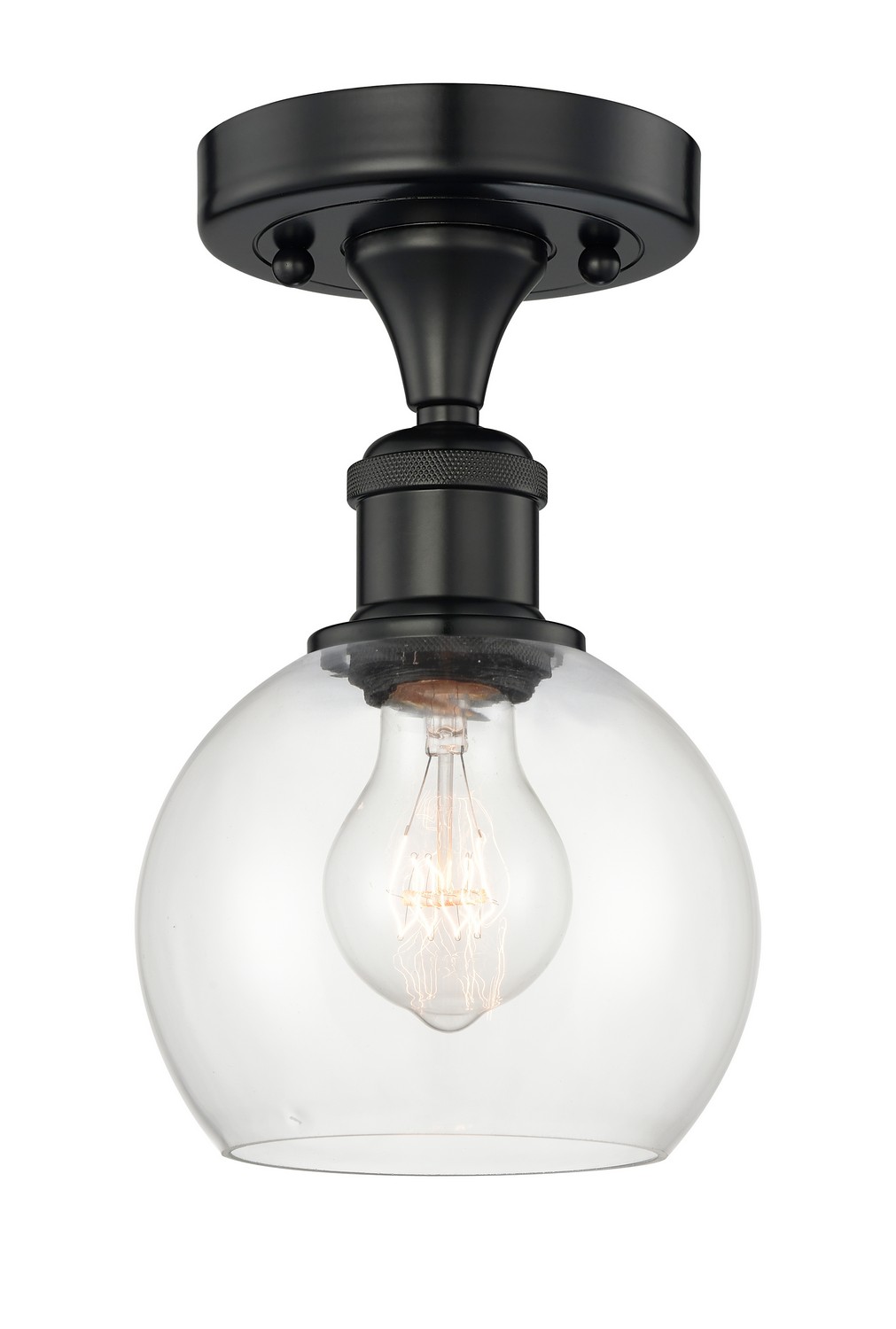 One Light Semi-Flush Mount by Innovations - Edison Collection, Matte Black Finish - 616-1F-BK-G122-6
