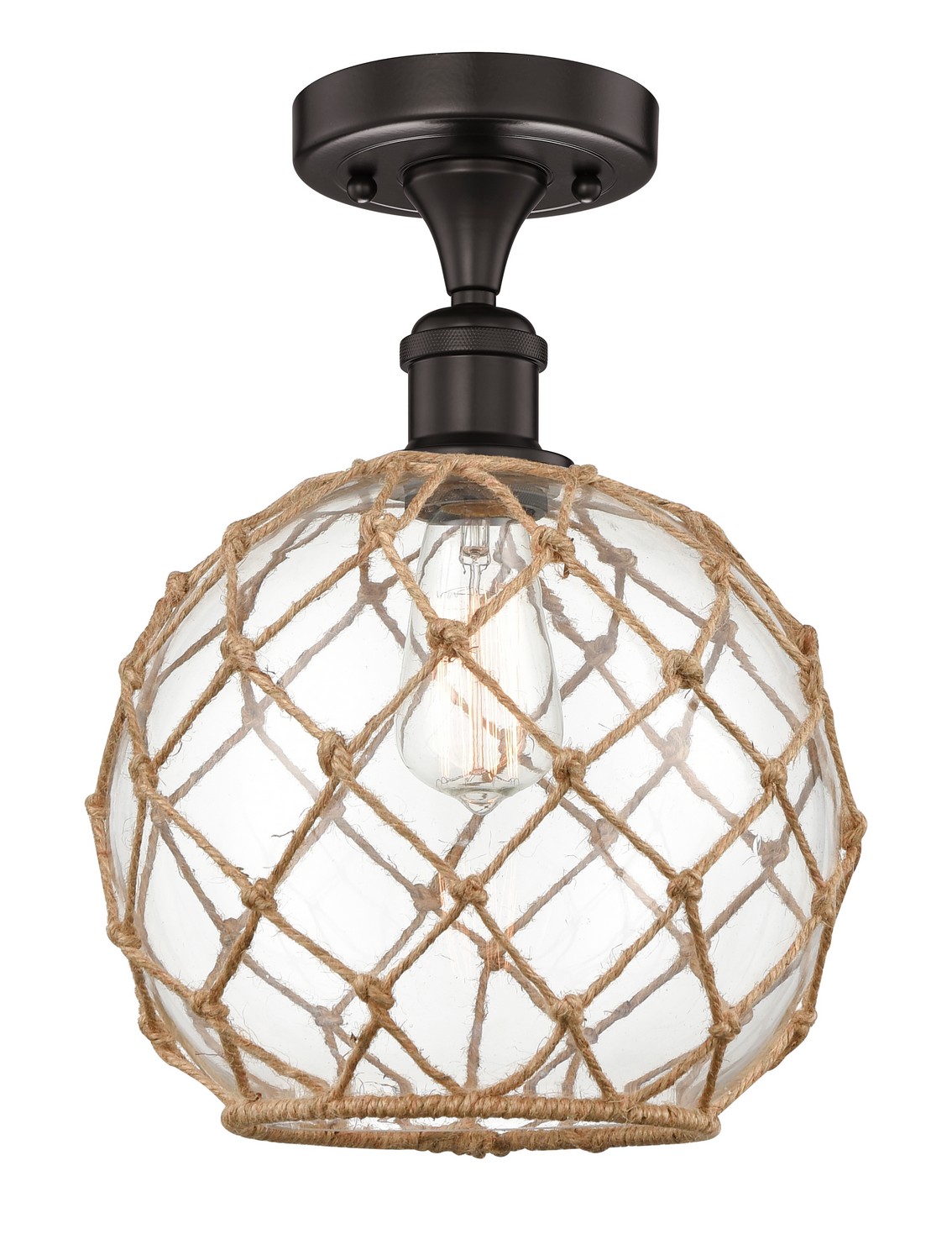 One Light Semi-Flush Mount by Innovations - Edison Collection, Oil Rubbed Bronze Finish - 616-1F-OB-G122-10RB