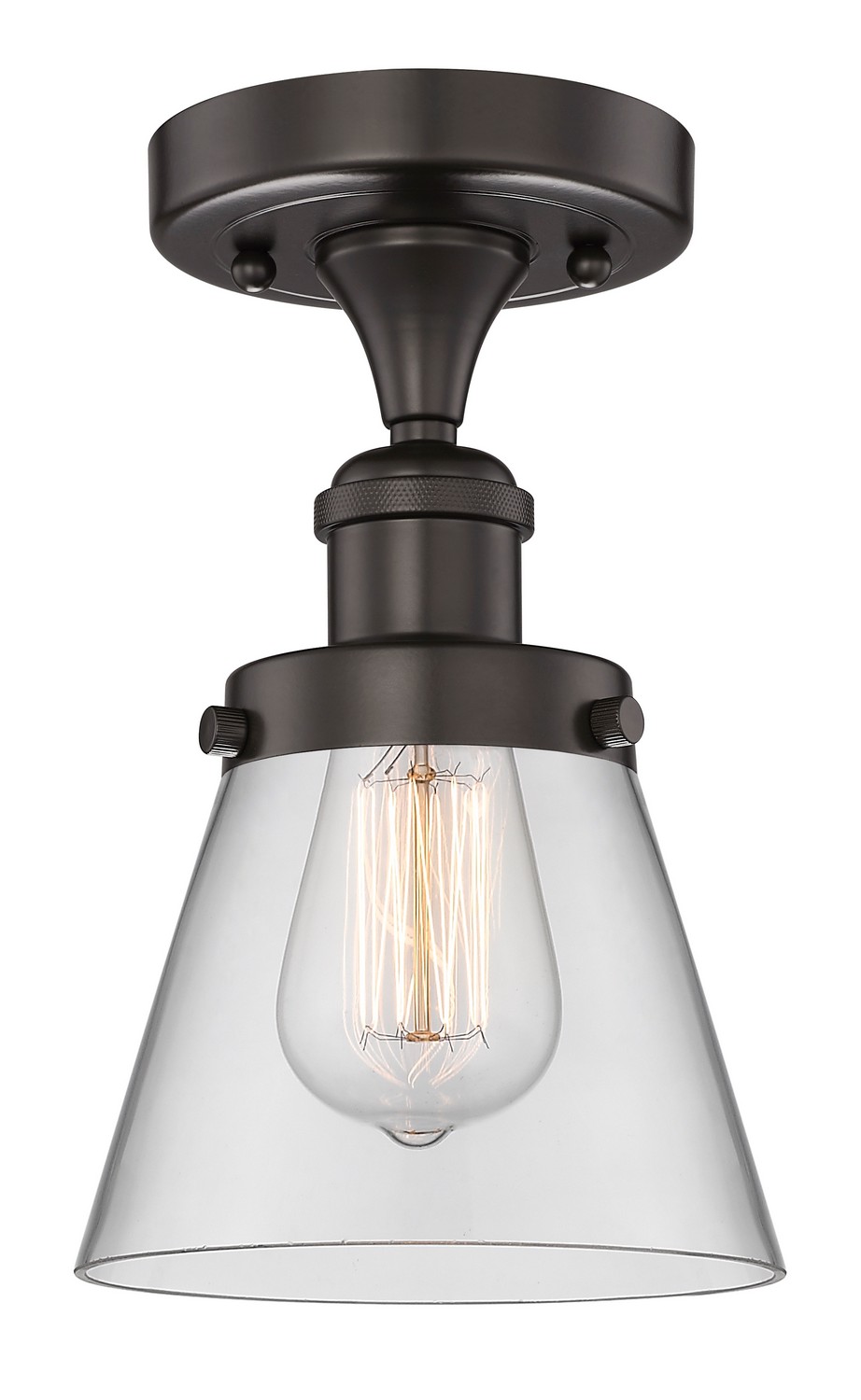 One Light Semi-Flush Mount by Innovations - Edison Collection, Oil Rubbed Bronze Finish - 616-1F-OB-G62