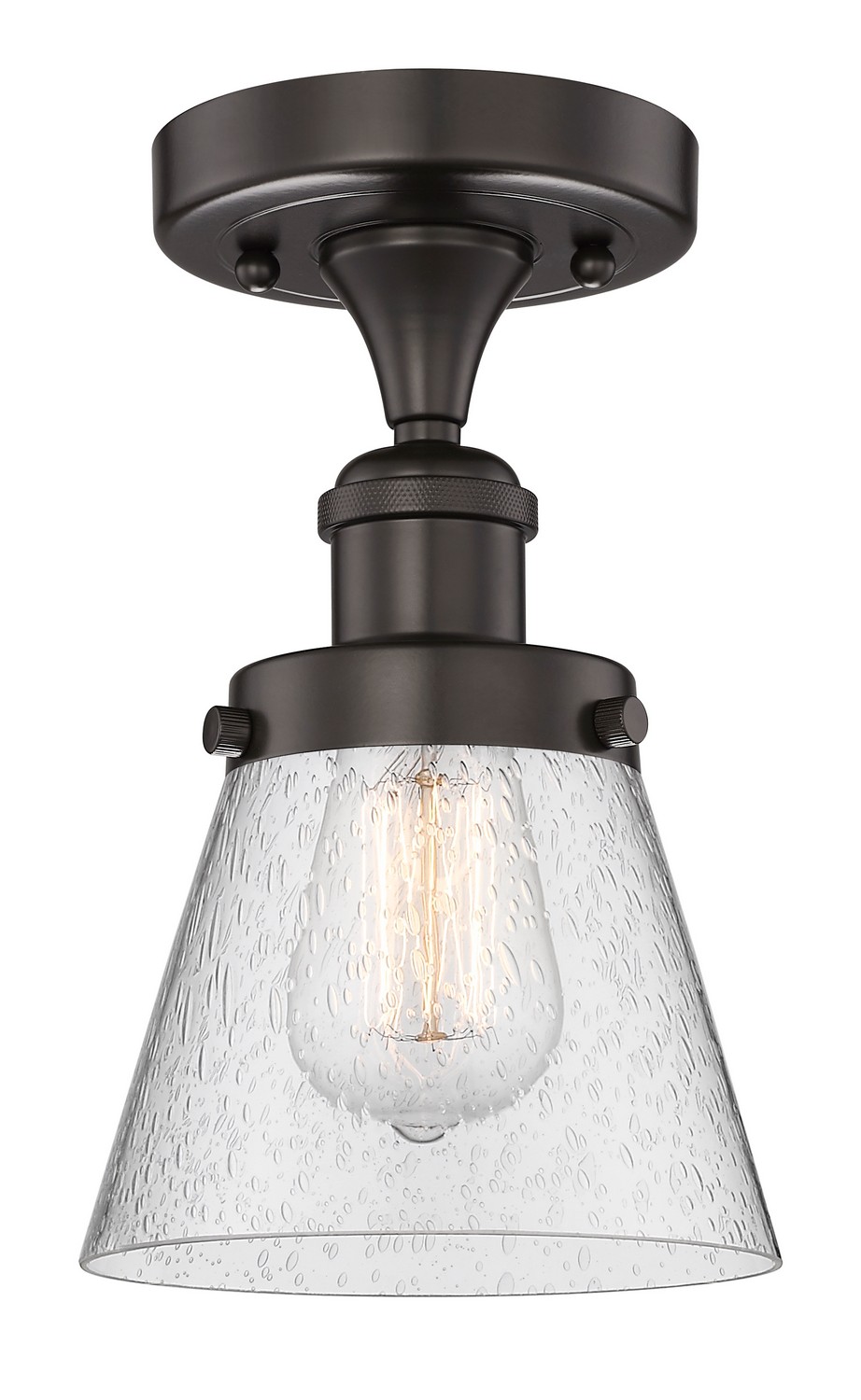 One Light Semi-Flush Mount by Innovations - Edison Collection, Oil Rubbed Bronze Finish - 616-1F-OB-G64