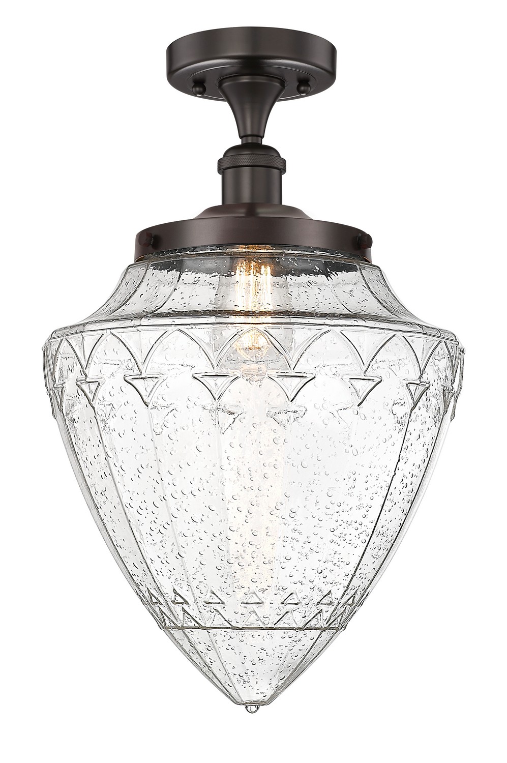 One Light Semi-Flush Mount by Innovations - Edison Collection, Oil Rubbed Bronze Finish - 616-1F-OB-G664-12