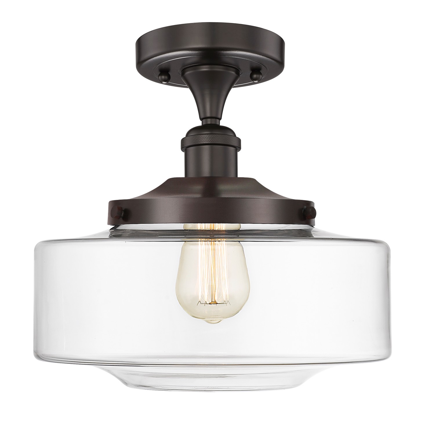 One Light Semi-Flush Mount by Innovations - Edison Collection, Oil Rubbed Bronze Finish - 616-1F-OB-G692-12