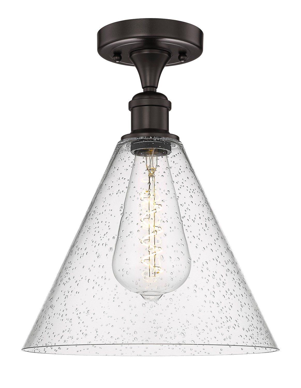 One Light Semi-Flush Mount by Innovations - Edison Collection, Oil Rubbed Bronze Finish - 616-1F-OB-GBC-124