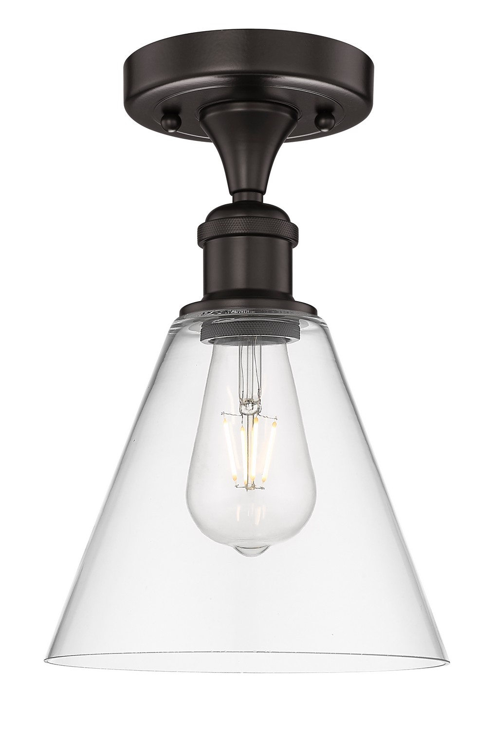 One Light Semi-Flush Mount by Innovations - Edison Collection, Oil Rubbed Bronze Finish - 616-1F-OB-GBC-82