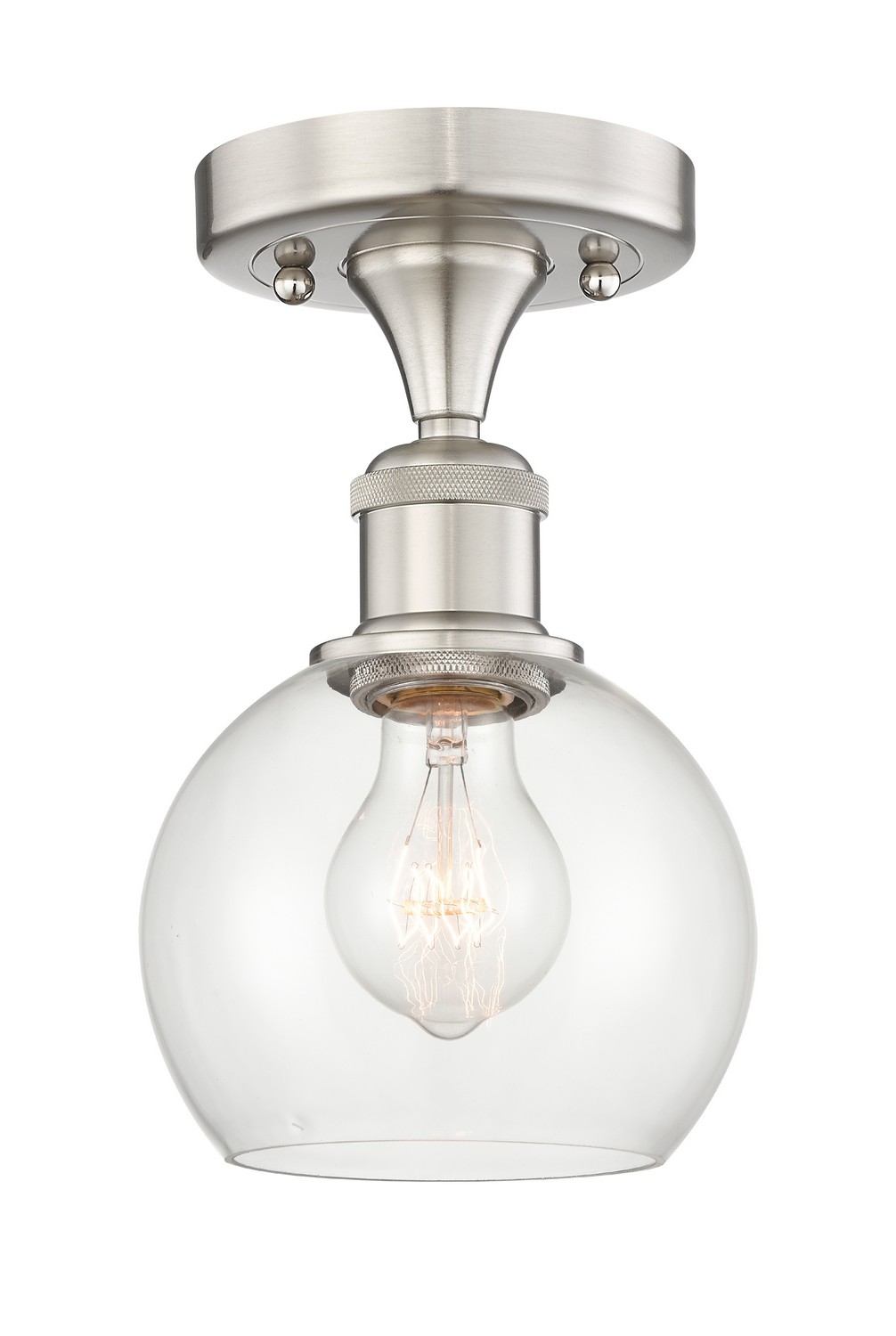 One Light Semi-Flush Mount by Innovations - Edison Collection, Brushed Satin Nickel Finish - 616-1F-SN-G122-6