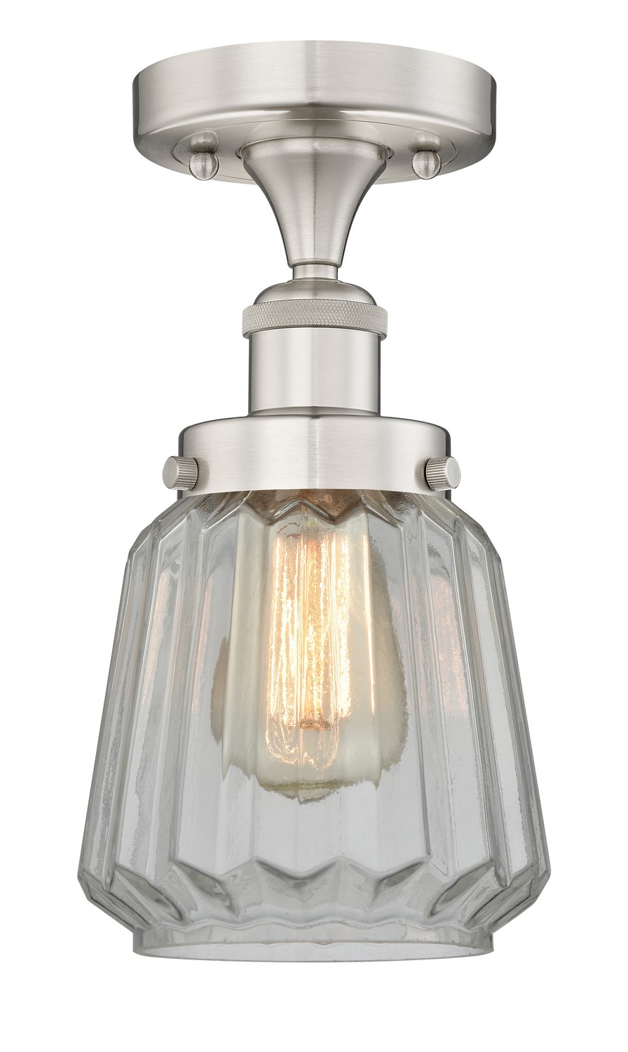 One Light Semi-Flush Mount by Innovations - Edison Collection, Brushed Satin Nickel Finish - 616-1F-SN-G142