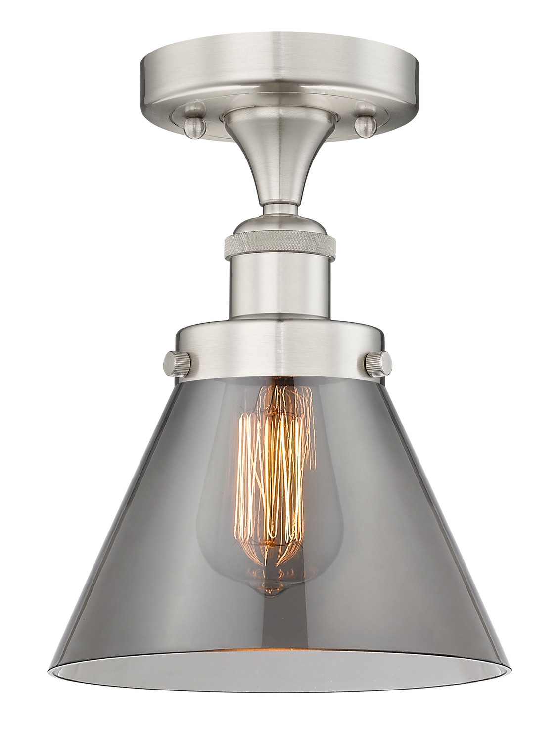 One Light Semi-Flush Mount by Innovations - Edison Collection, Brushed Satin Nickel Finish - 616-1F-SN-G43