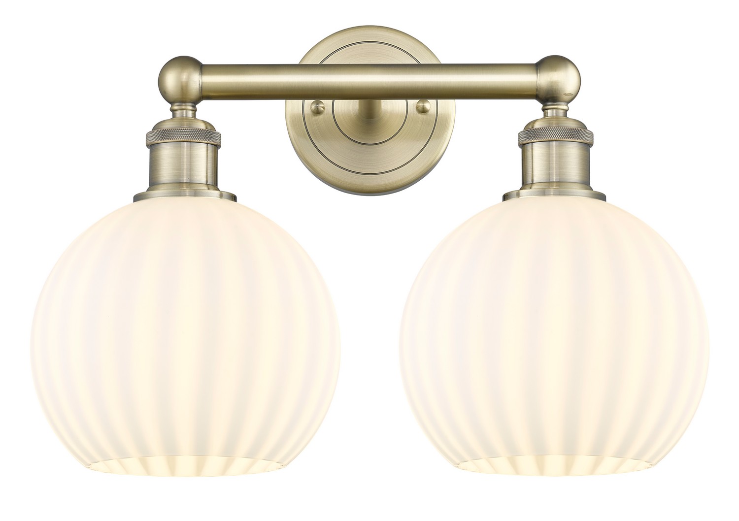 Two Light Bath Vanity by Innovations - Edison Collection, Antique Brass Finish - 616-2W-AB-G1217-8WV