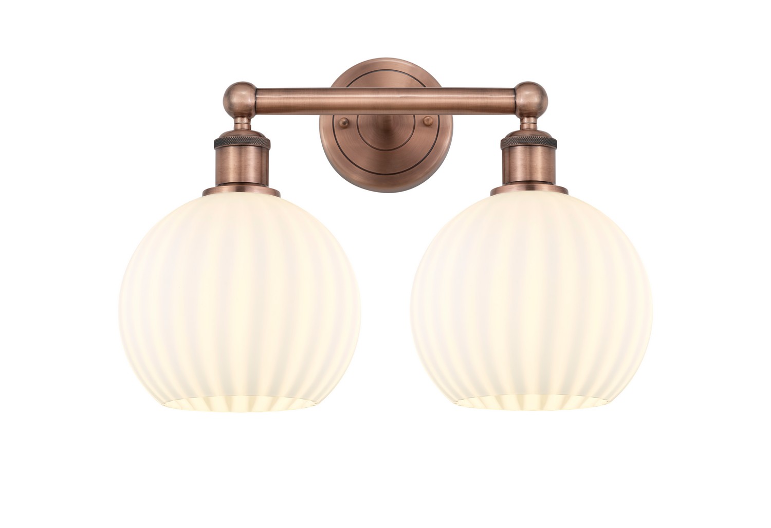 Two Light Bath Vanity by Innovations - Edison Collection, Antique Copper Finish - 616-2W-AC-G1217-8WV