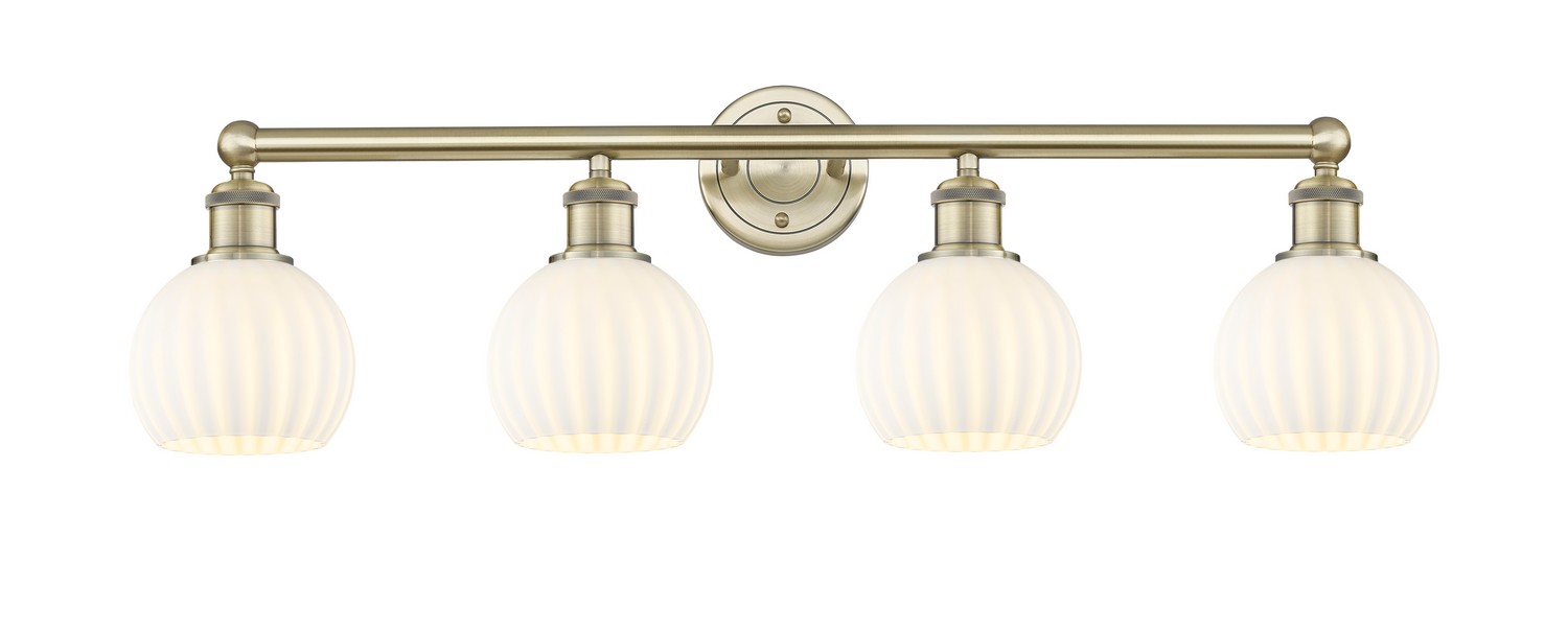 Four Light Bath Vanity by Innovations - Edison Collection, Antique Brass Finish - 616-4W-AB-G1217-6WV