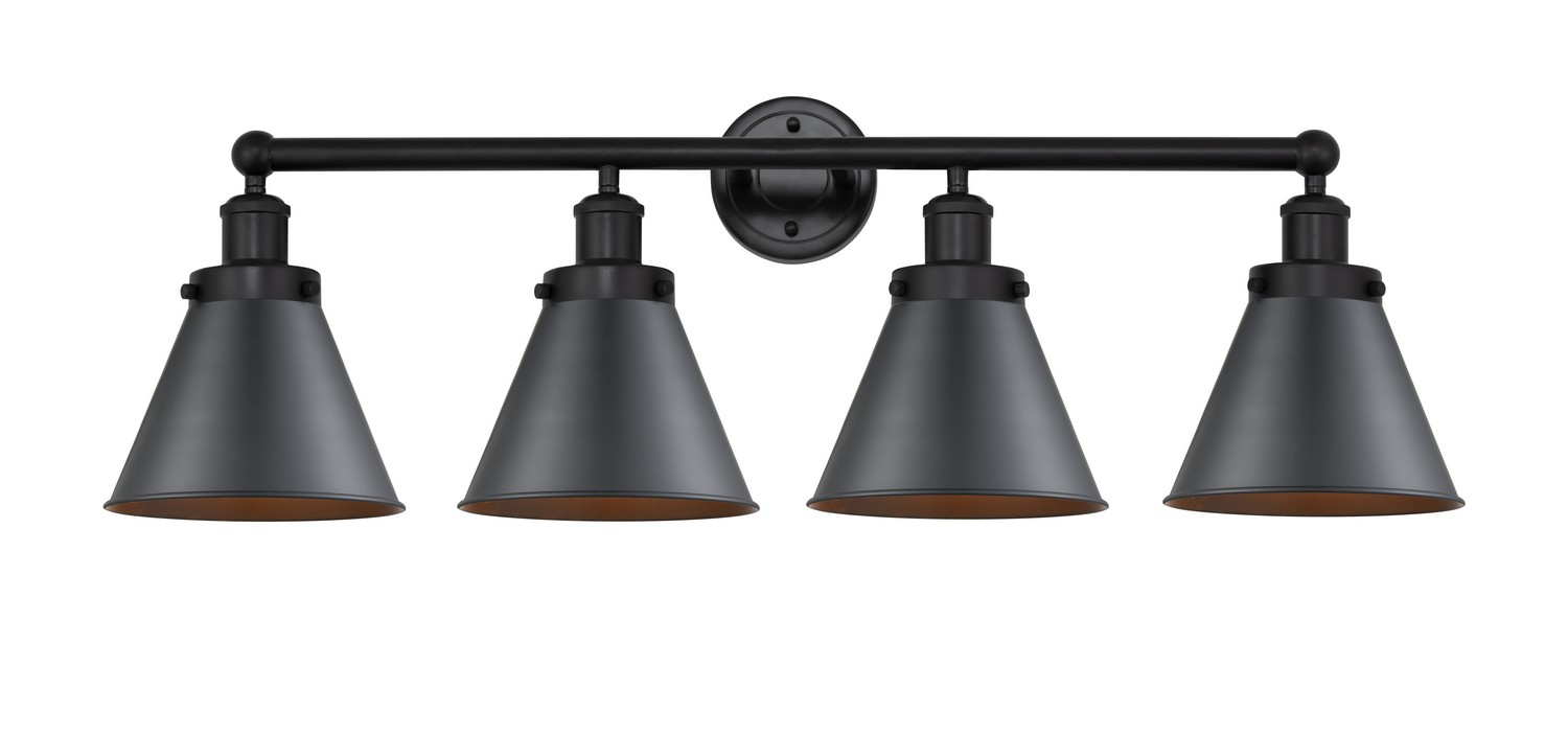 Four Light Bath Vanity by Innovations - Edison Collection, Matte Black Finish - 616-4W-BK-M13-BK
