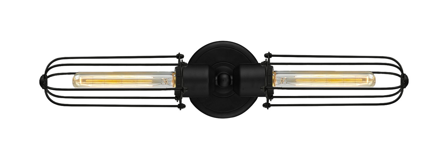 Two Light Bath Vanity by Innovations - Austere Collection, Matte Black Finish - 900-2W-BK-CE225-BK