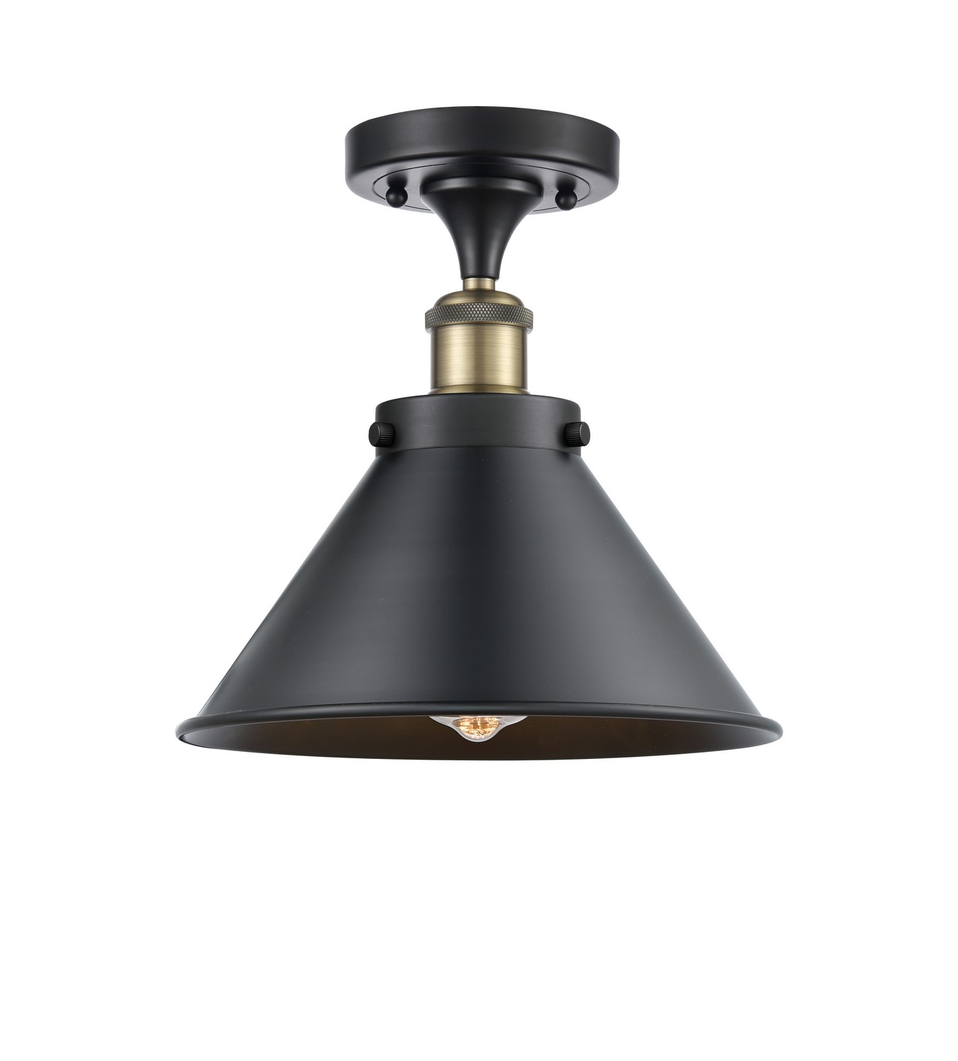 One Light Semi-Flush Mount by Innovations - Ballston Urban Collection, Black Antique Brass Finish - 916-1C-BAB-M10-BK
