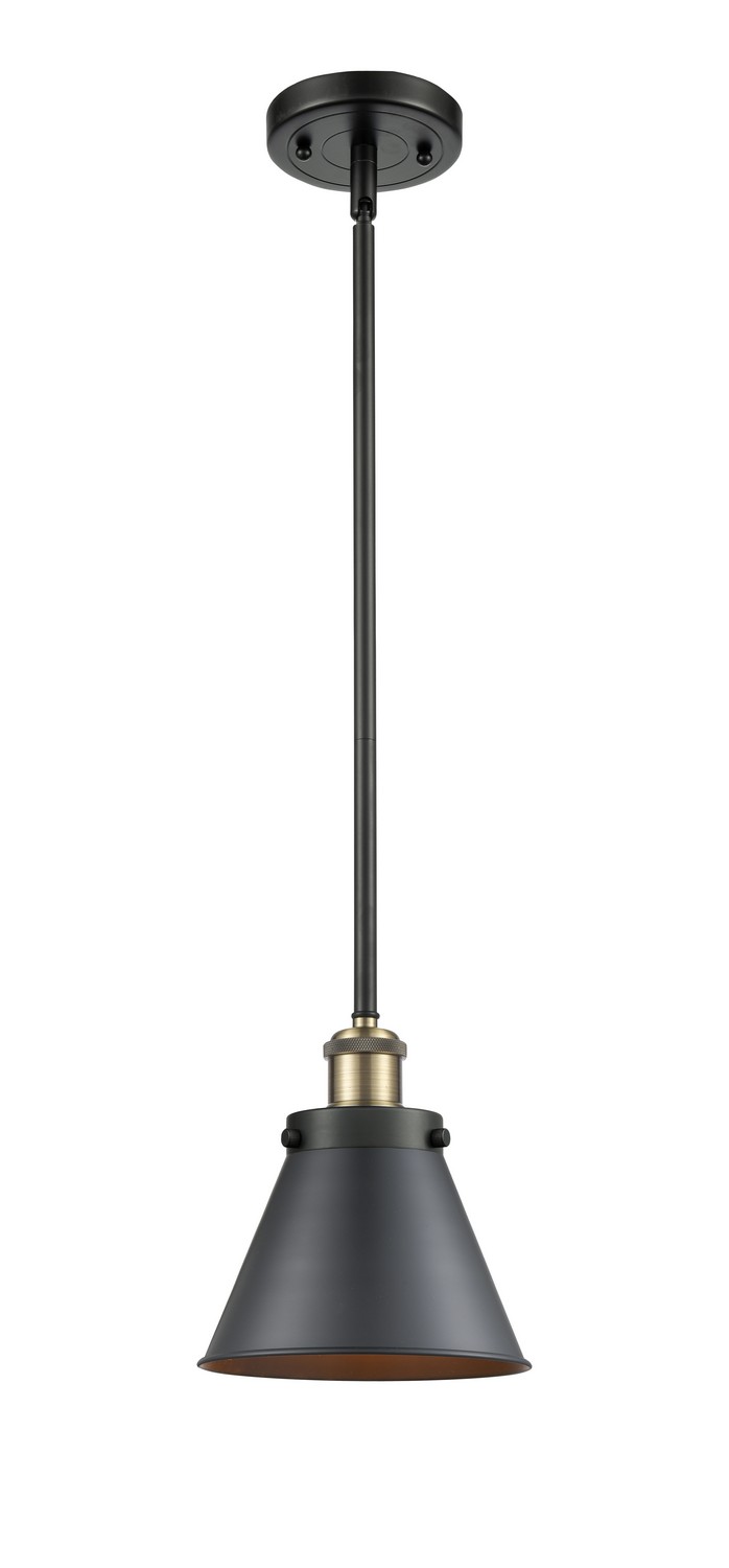 One Light Mini Pendant by Innovations - Ballston Urban Collection, Black Antique Brass Finish - 916-1S-BAB-M13-BK