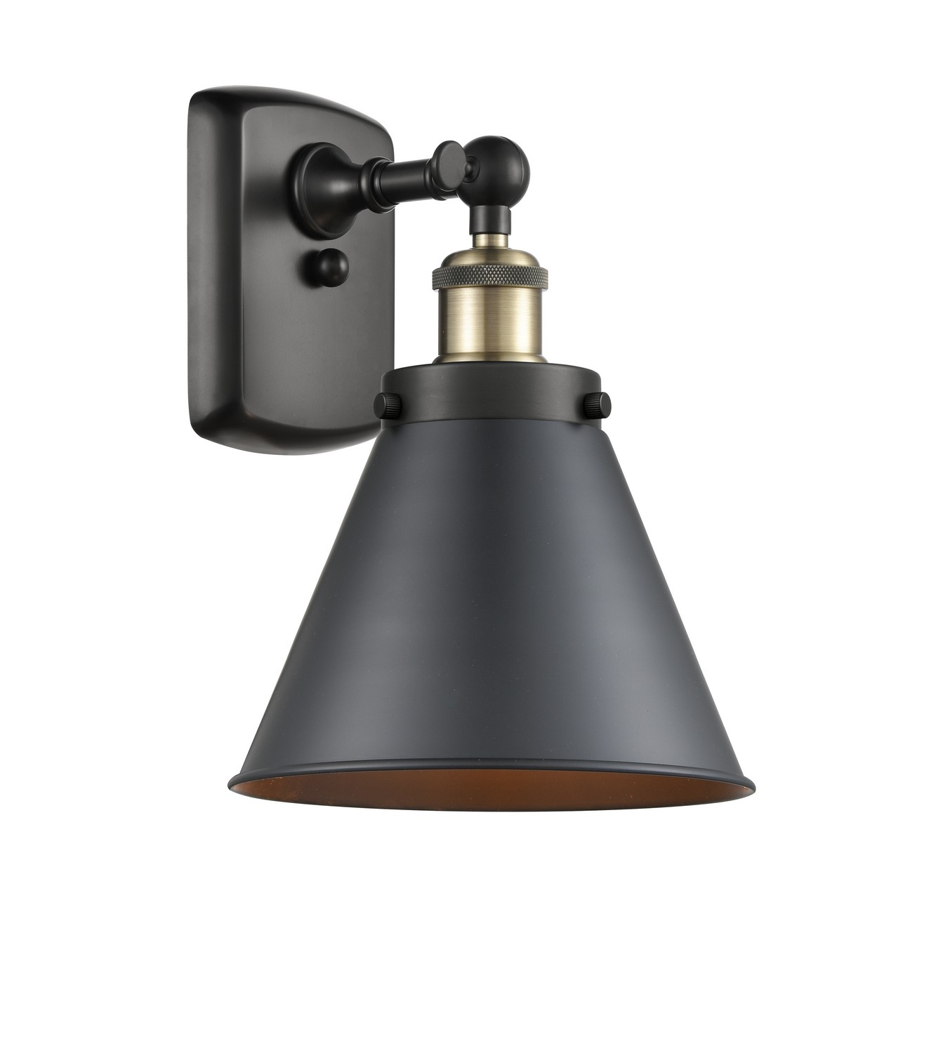 One Light Wall Sconce by Innovations - Ballston Urban Collection, Black Antique Brass Finish - 916-1W-BAB-M13-BK
