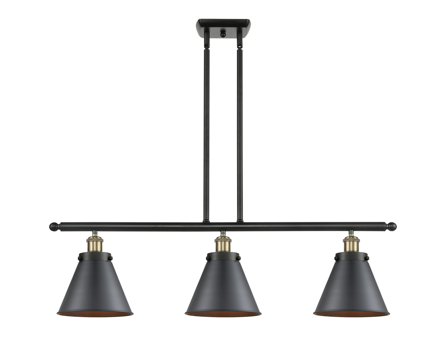 Three Light Island Pendant by Innovations - Ballston Urban Collection, Black Antique Brass Finish - 916-3I-BAB-M13-BK