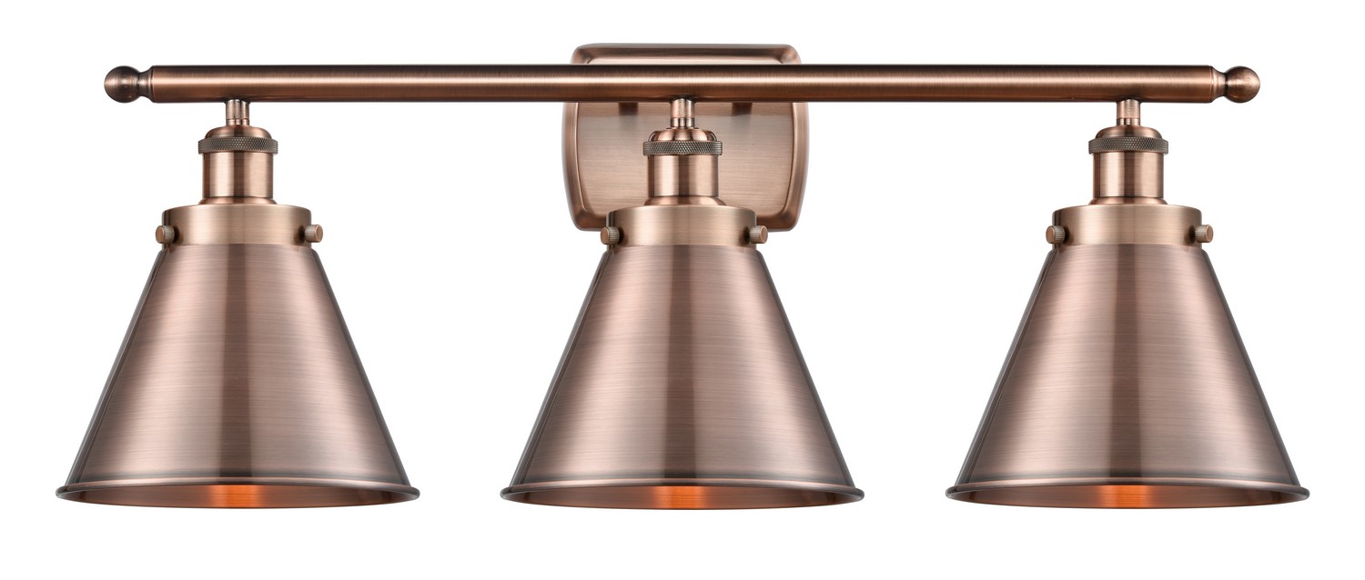 Three Light Bath Vanity by Innovations - Ballston Urban Collection, Antique Copper Finish - 916-3W-AC-M13-AC