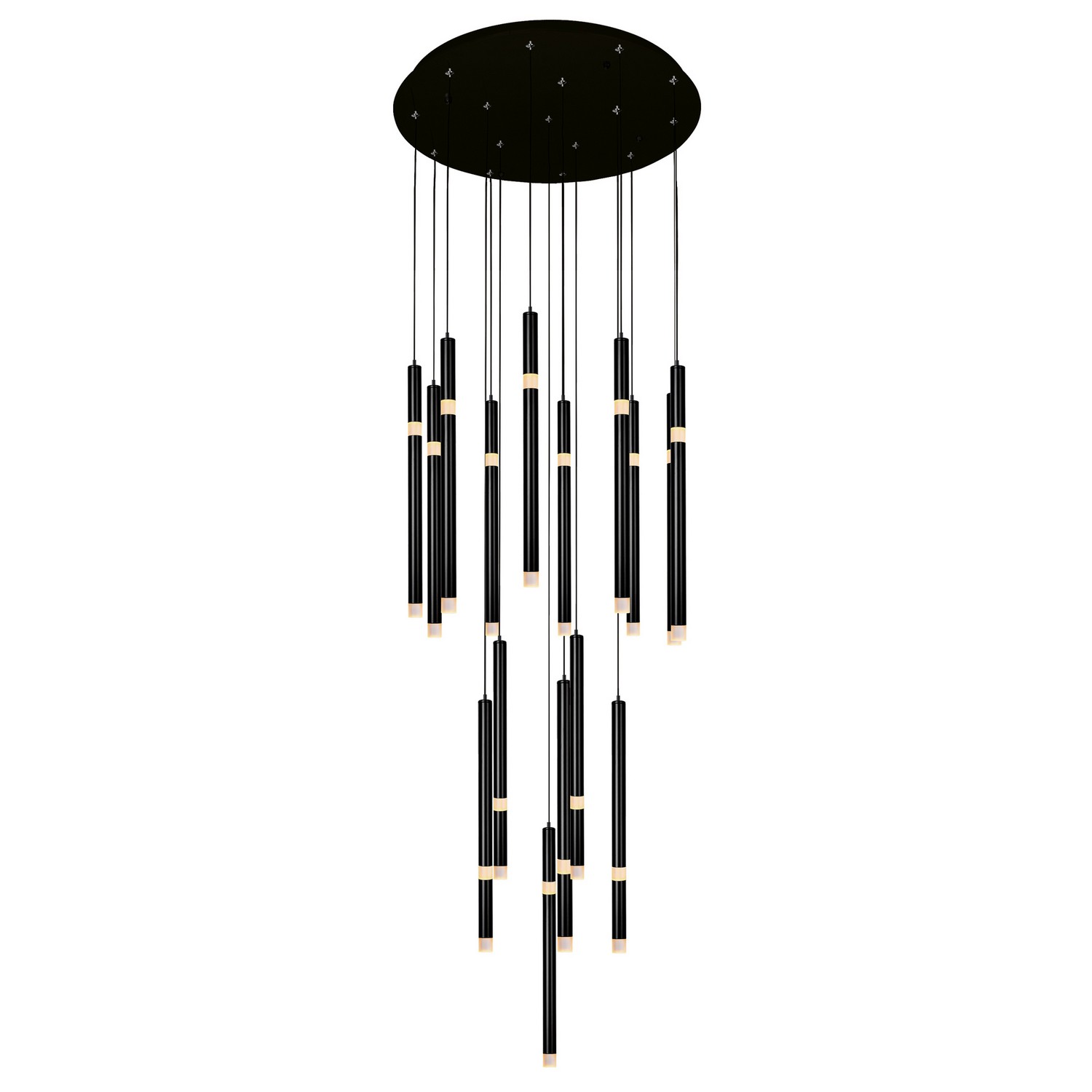 CWI Lighting 1262P24-16-101 Flute LED 24 inch Black Chandelier Ceiling Light