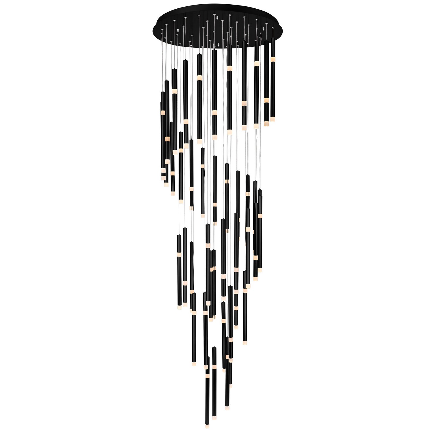 CWI Lighting 1262P30-54-101 Flute LED 30 inch Black Chandelier Ceiling Light