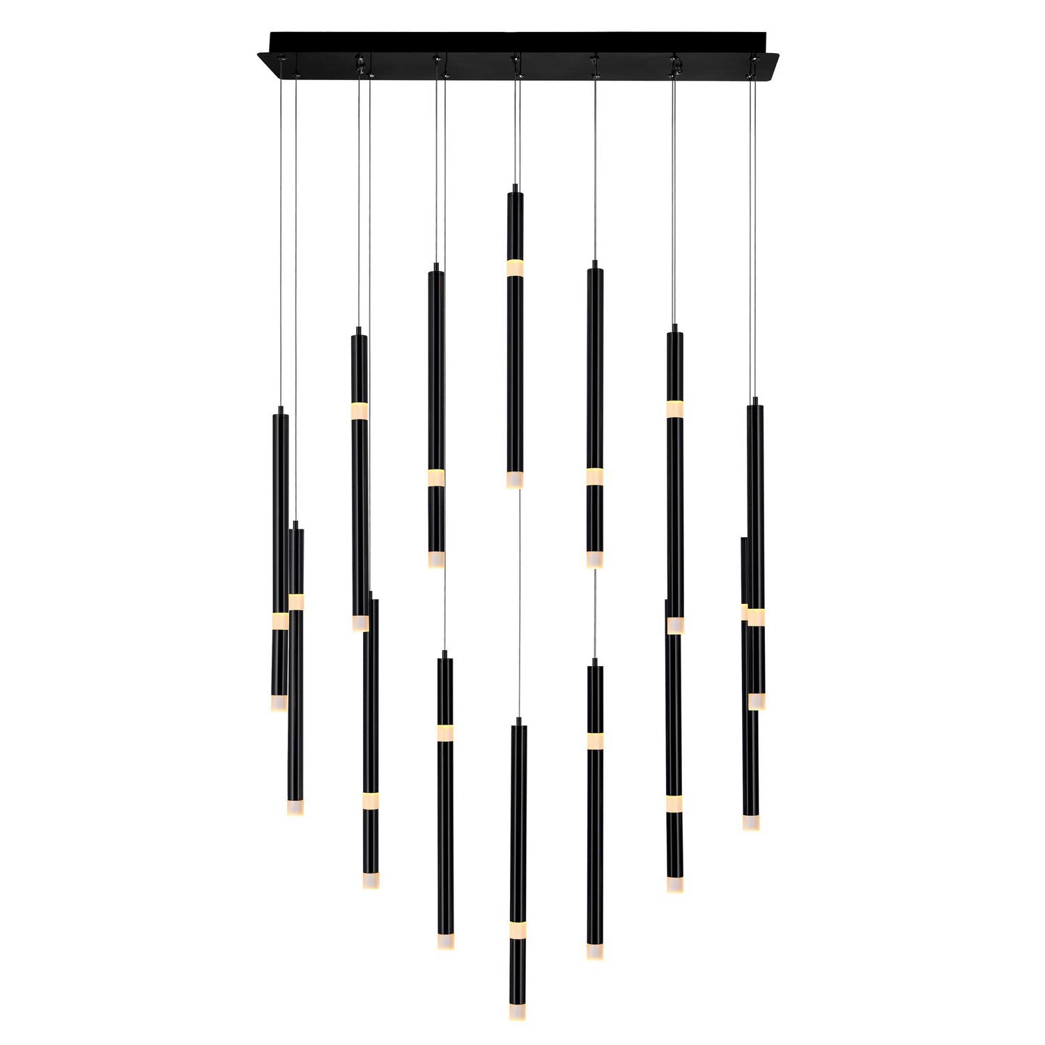 CWI Lighting 1262P32-14-101 Flute LED 7 inch Black Chandelier Ceiling Light