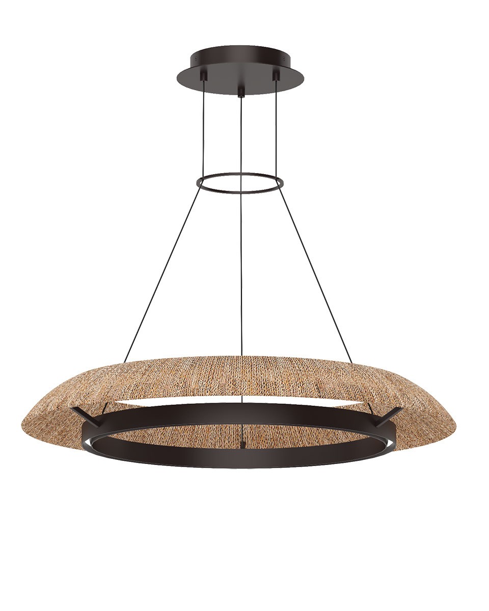 Visual Comfort Modern Collection SLCH55927NTBZ Sean Lavin Noa 1 Light 32.8 inch Bronze Chandelier Ceiling Light in Natural Sea Grass