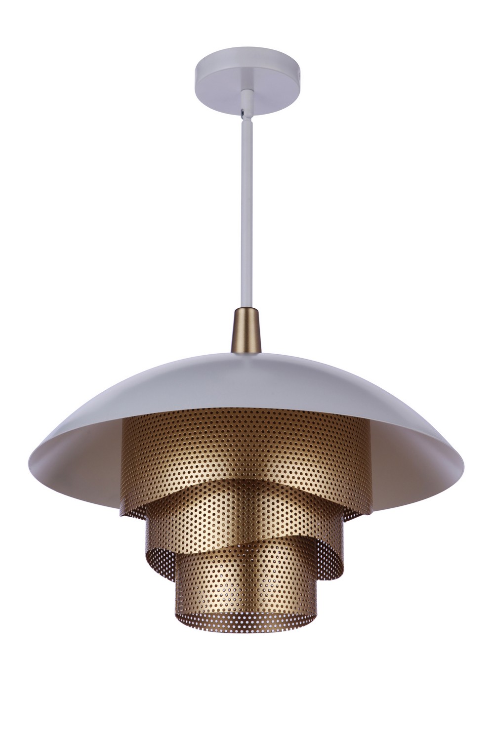 Sculptural Statement Pendants 1-Light Led Pendant In Matte White With Matte Gold-image