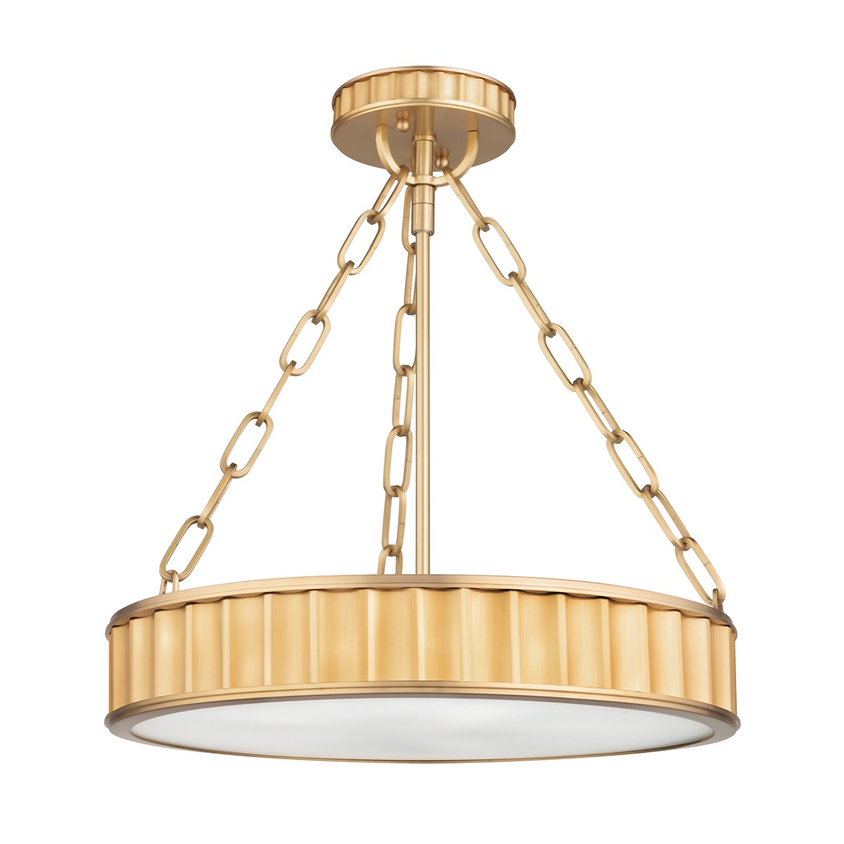 Hudson Valley Middlebury Three Light Semi Flush Mount in Aged Brass - 901-AGB