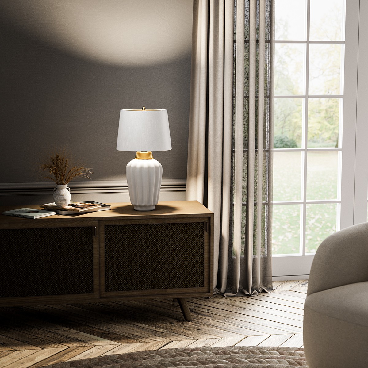 White Table Lamp Fr… - image