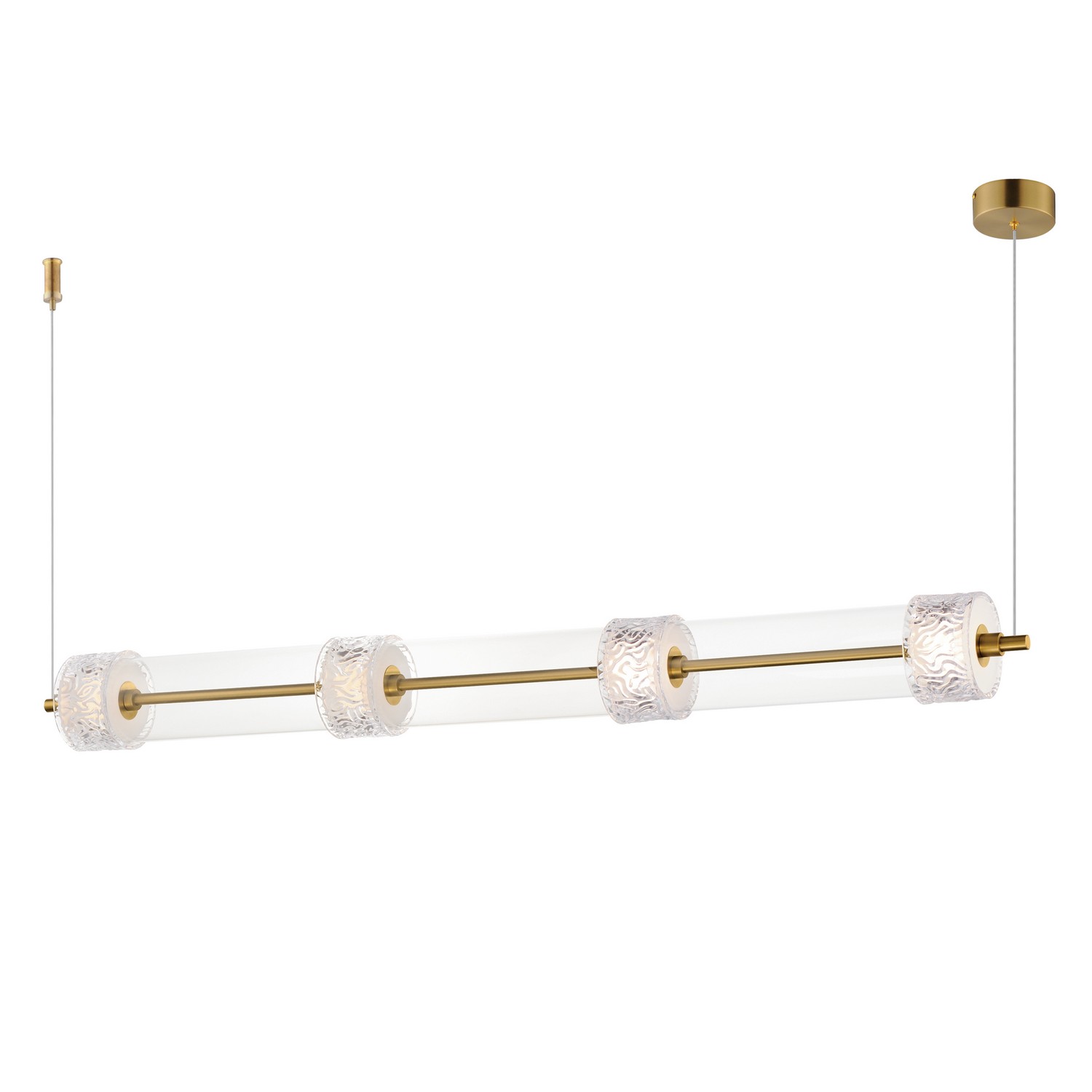 Natural Aged Brass LED Linear Pendant from the Elysian Collection