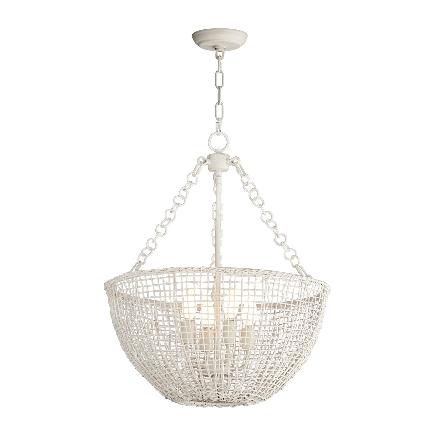 Weathered White Four Light Pendant from the Cestino Collection