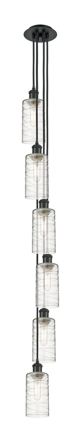 Six Light Pendant by Innovations - Downtown Urban Collection, Matte Black Finish - 106B-6P-BK-G434-7DE