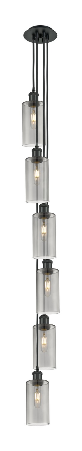 Six Light Pendant by Innovations - Downtown Urban Collection, Matte Black Finish - 106B-6P-BK-G434-7SM