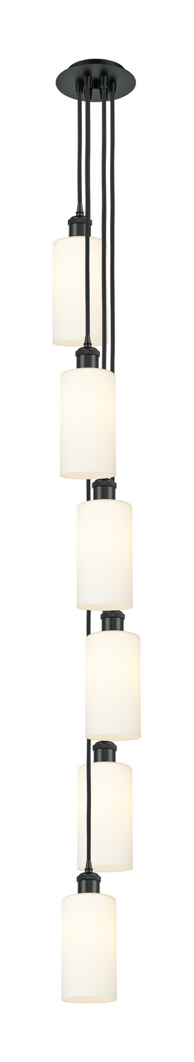 Six Light Pendant by Innovations - Downtown Urban Collection, Matte Black Finish - 106B-6P-BK-G434-7WH