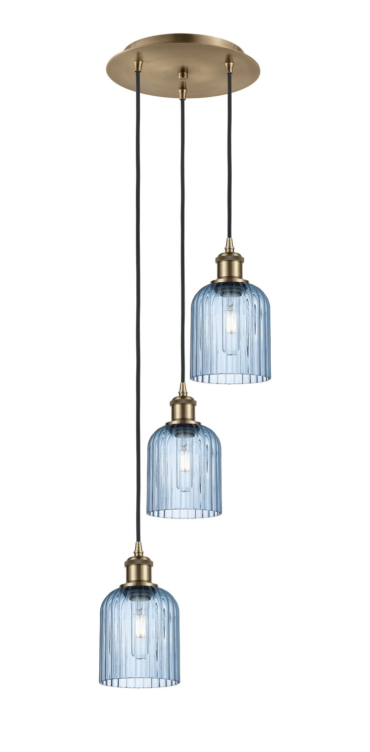 Three Light Pendant by Innovations - Ballston Collection, Antique Brass Finish - 113B-3P-AB-G559-5BL