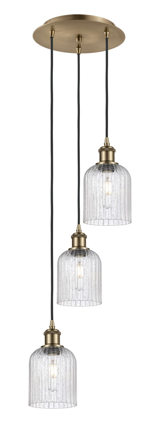 Three Light Pendant by Innovations - Ballston Collection, Antique Brass Finish - 113B-3P-AB-G559-5SDY