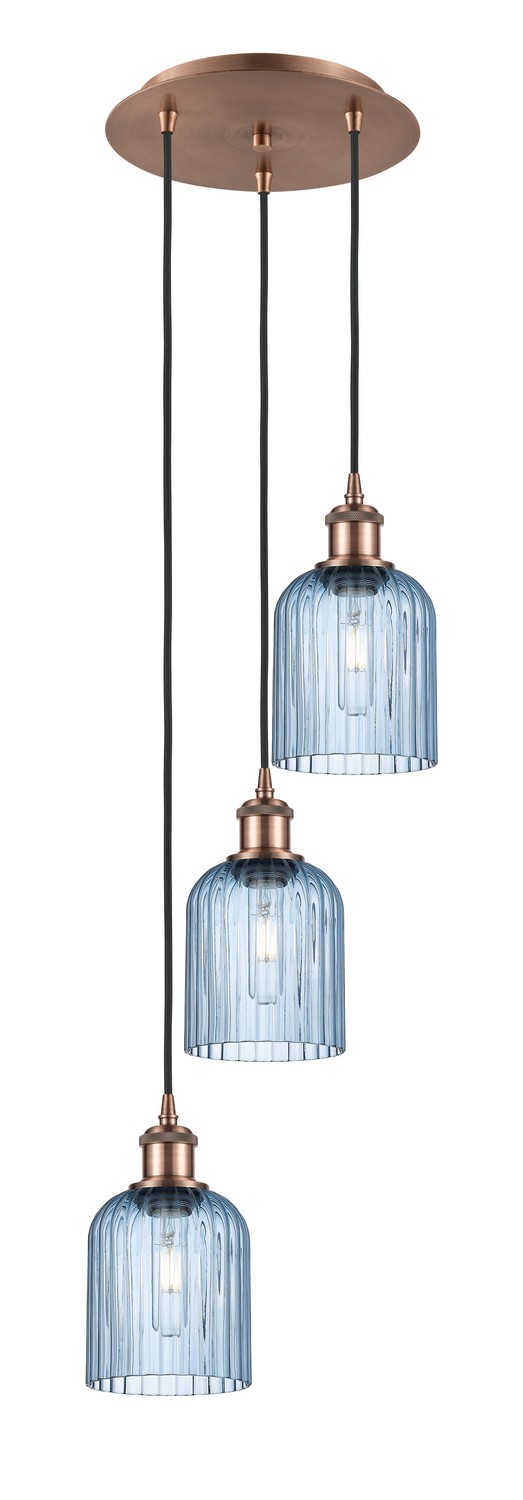 Three Light Pendant by Innovations - Ballston Collection, Antique Copper Finish - 113B-3P-AC-G559-5BL