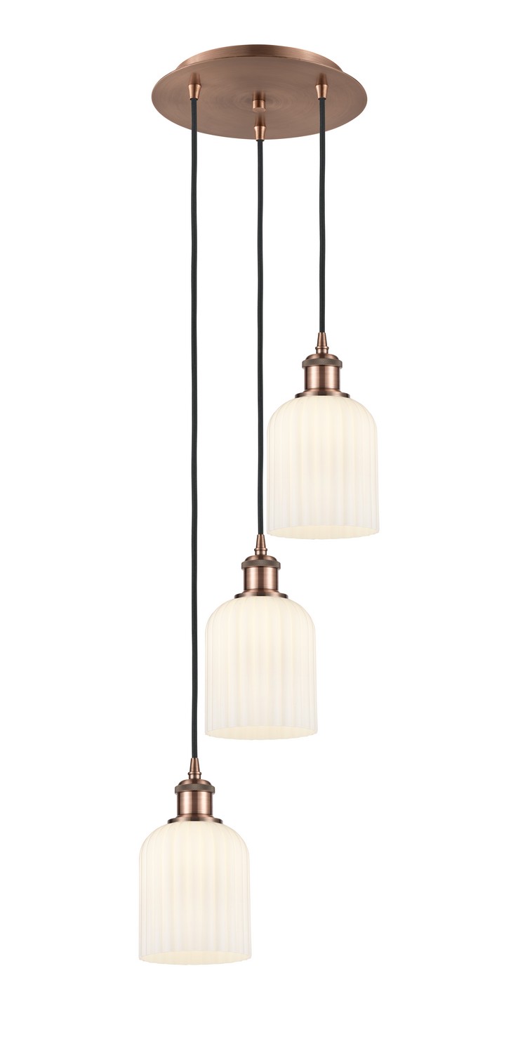 Three Light Pendant by Innovations - Ballston Collection, Antique Copper Finish - 113B-3P-AC-G559-5GWH